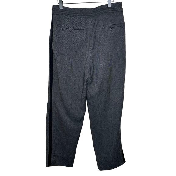 Me + Em Black Herringbone Tapered Ankle Pants Black Side Trim Office Workwear 30 - Picture 2 of 9